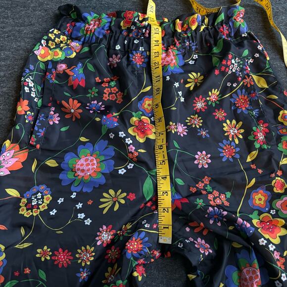 TIBI FLORAL PRINT RUFFLE TECH JOGGER PANTS HIGH PAPER BAG WAIST WOMEN SIZE M NEW - Picture 14 of 15